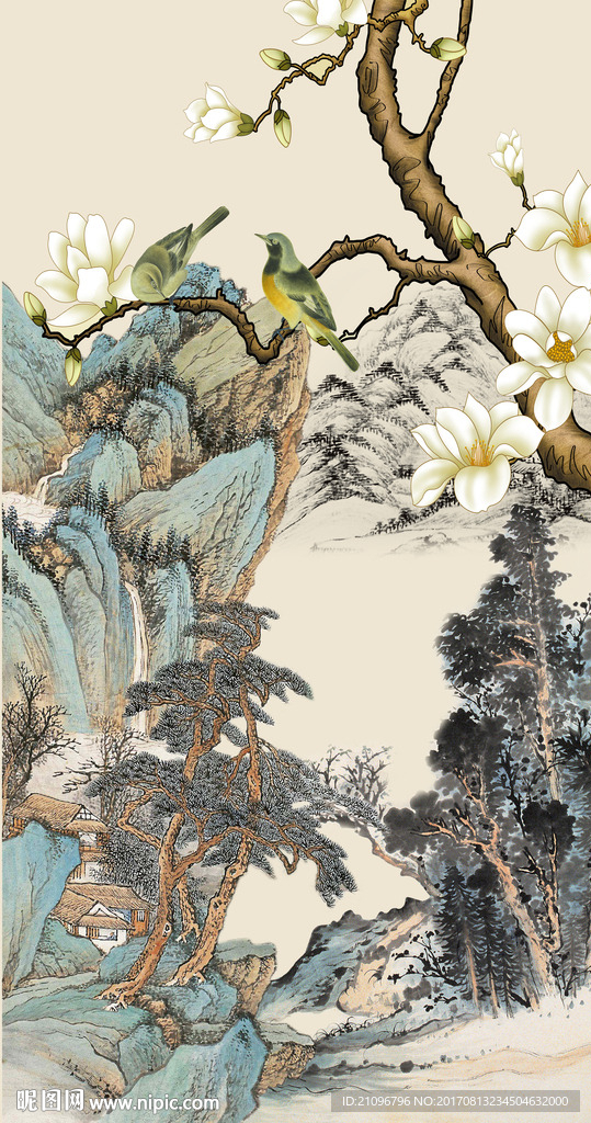 国画花鸟玄关