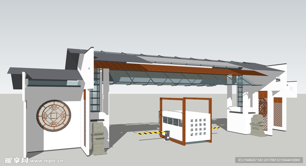 中式入口建筑模型