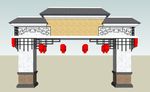 中式入口建筑模型