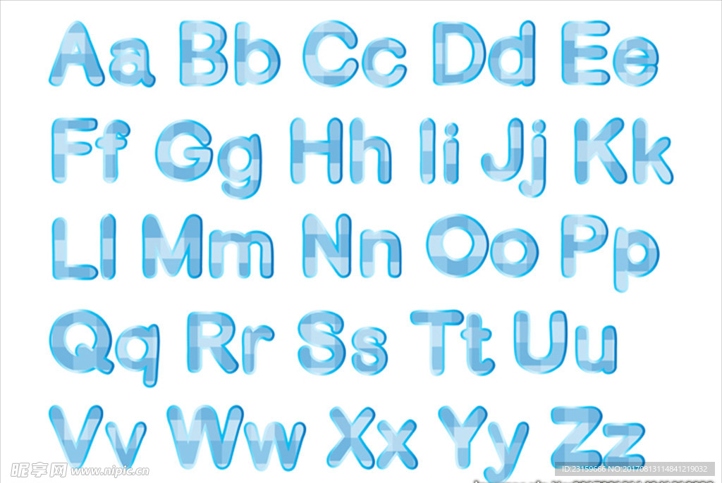 蓝色水晶格子字母设计