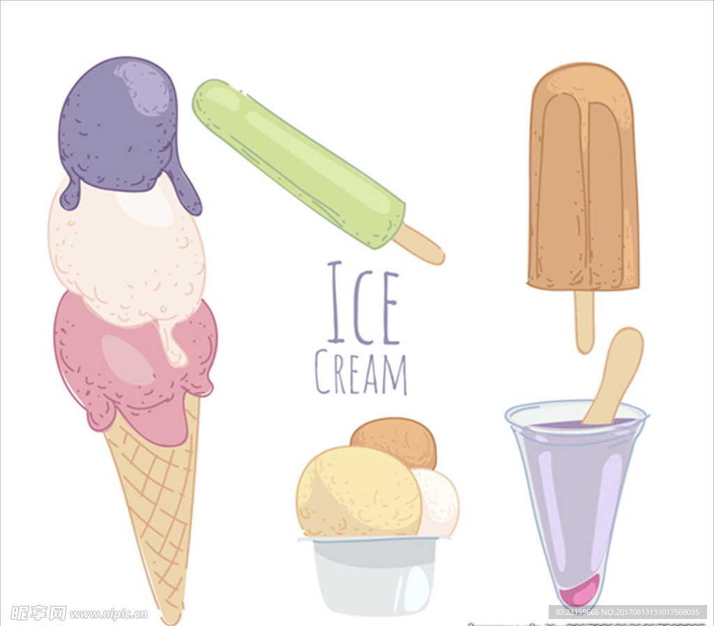 手绘冰淇淋插图系列