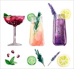 美味的水彩鸡尾酒插图