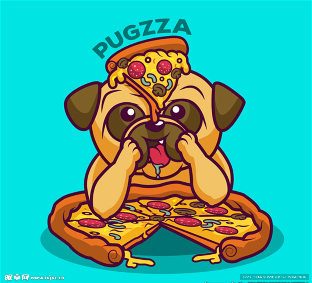 小狗吃披萨海报