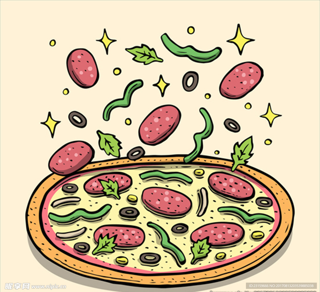 复古美味的披萨插图