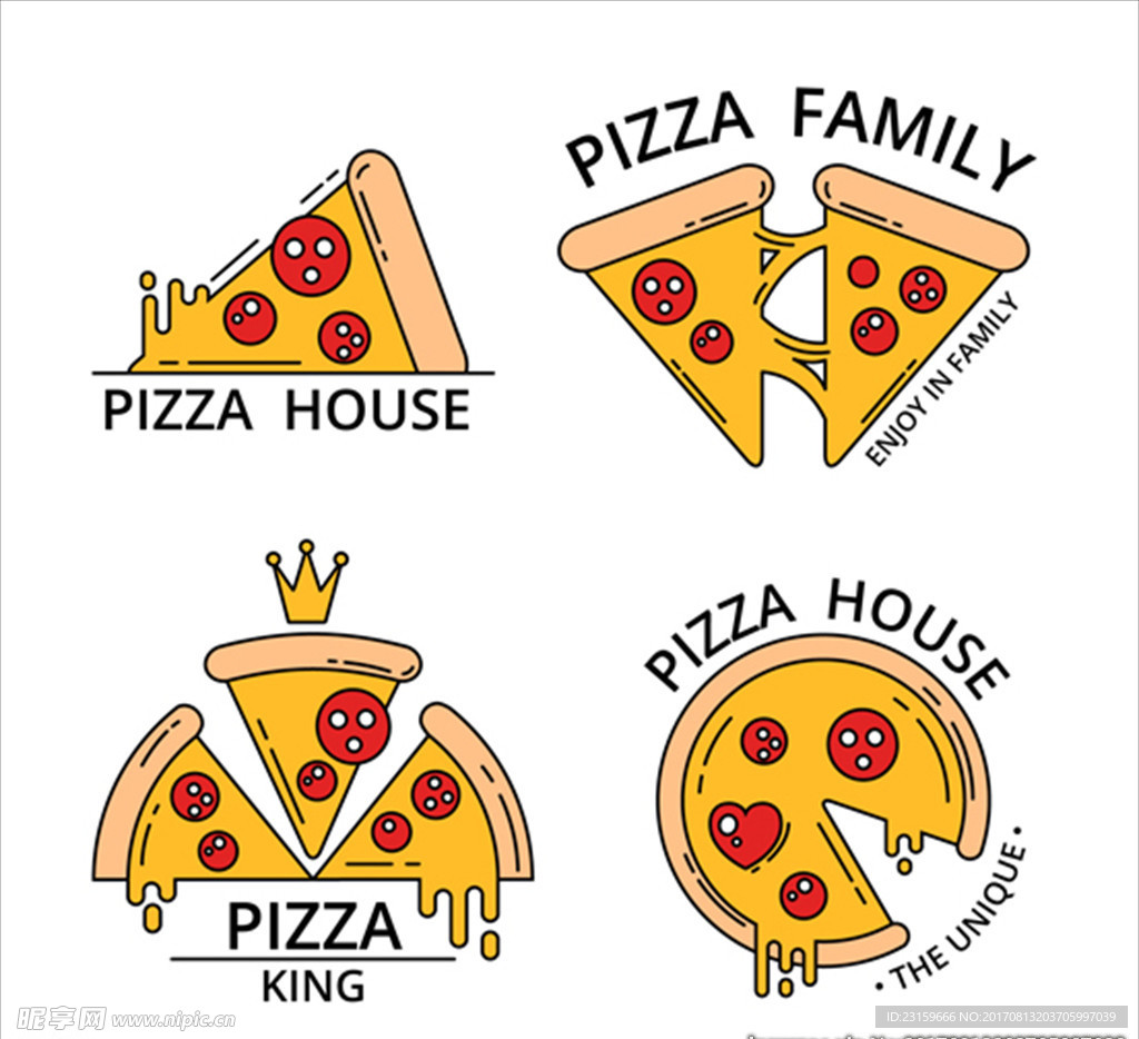 四款披萨标志