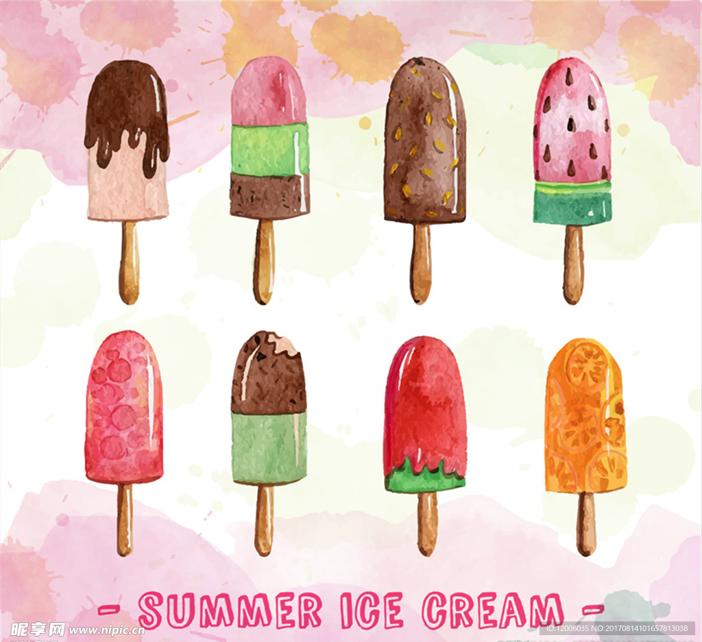 8款美味夏日雪糕矢量素材
