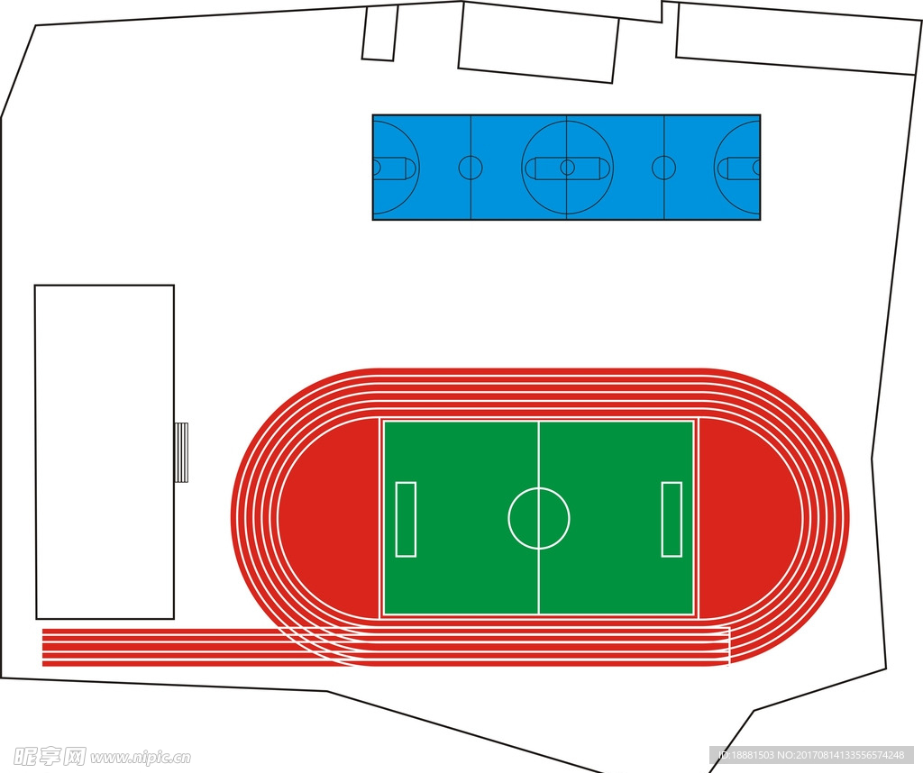 标准操场（中间含足球场，旁边）
