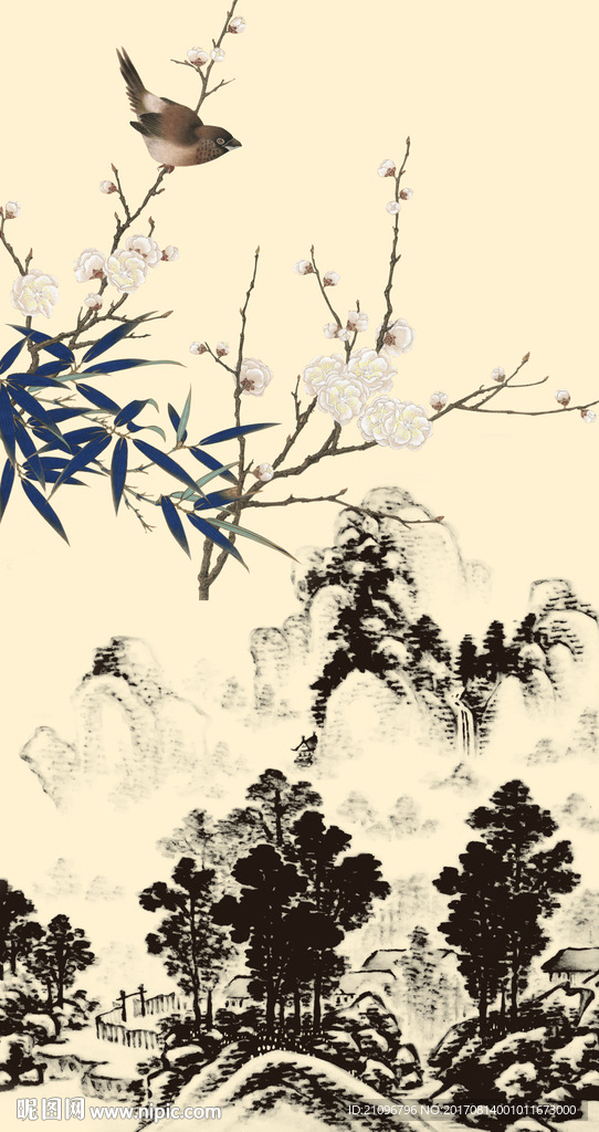 水墨山水国画花鸟