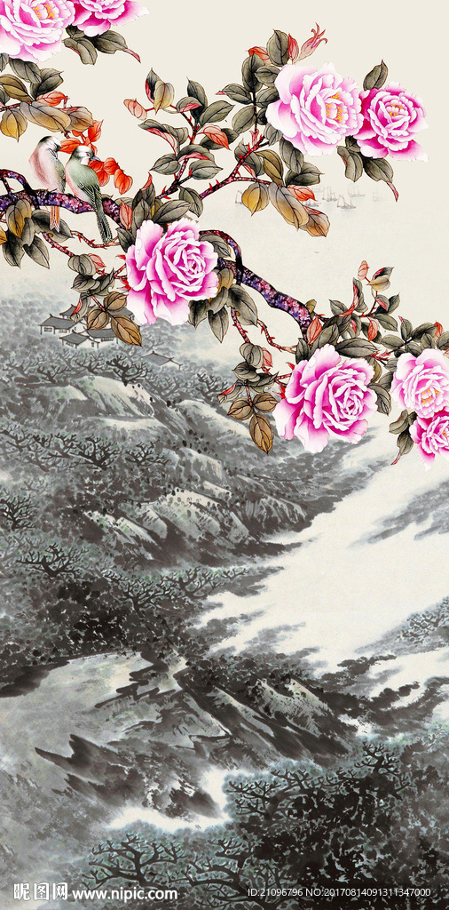国画花鸟玄关