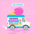 卡通夏季冰淇淋雪糕车插图