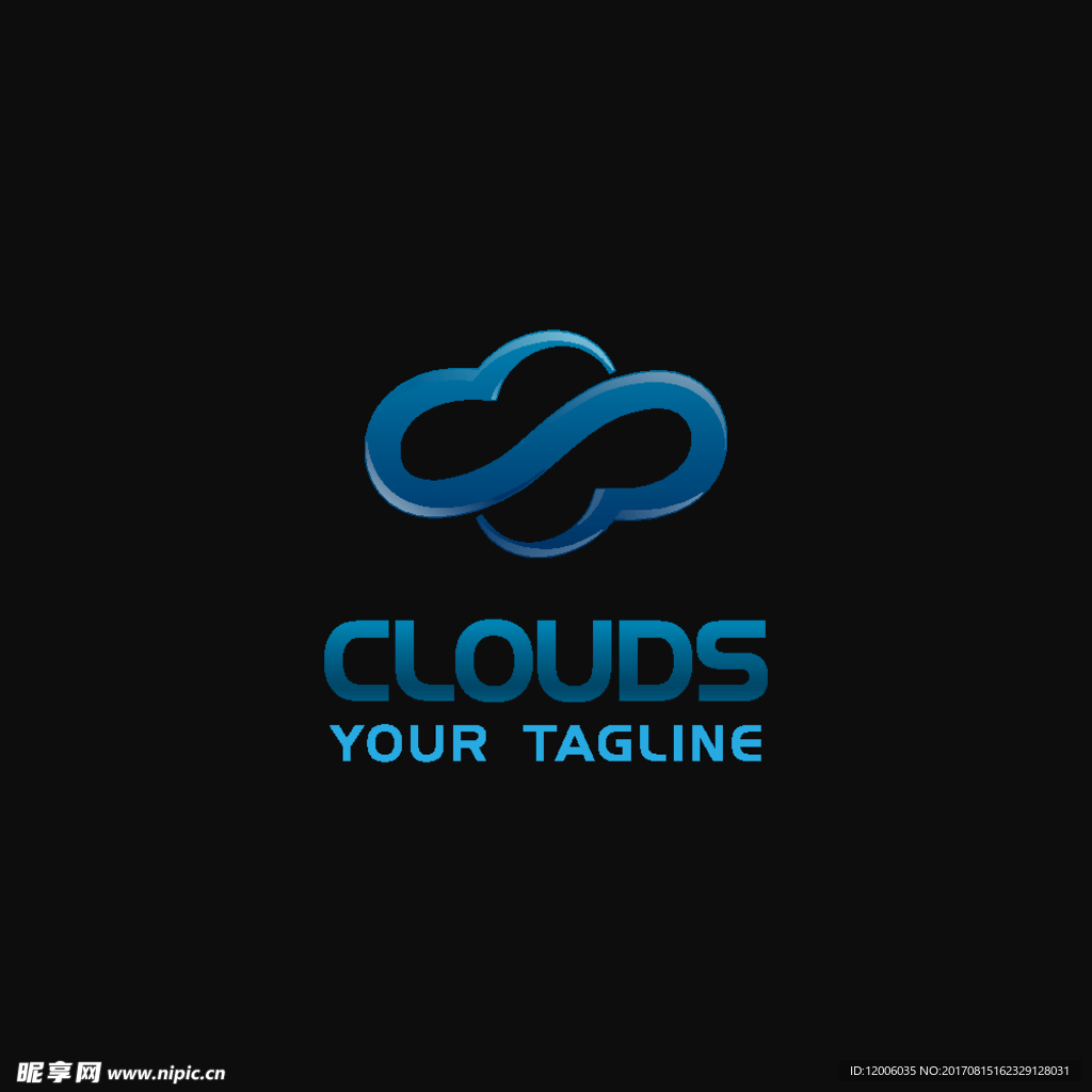 蓝色抽象云朵logo矢量素材