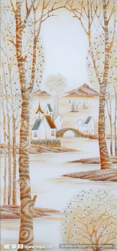 艺术玻璃乡村小树