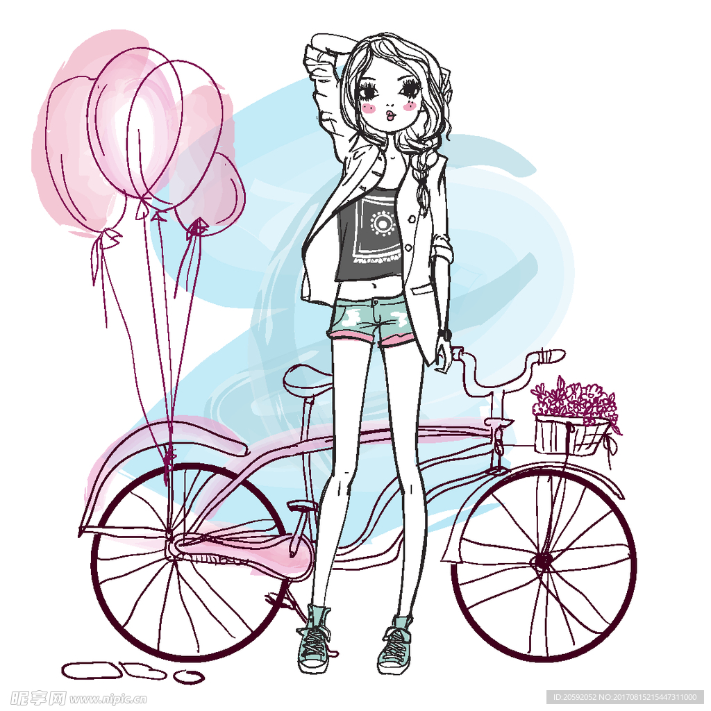 插画美女
