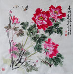 国画月季花