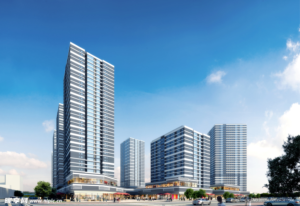 蓝天下城市建筑设计效果图