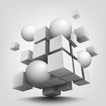 白色3D立体几何元素集合矢量素
