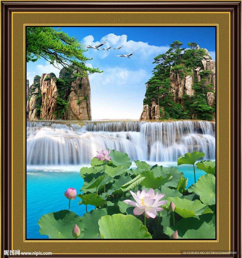 荷花山水风景