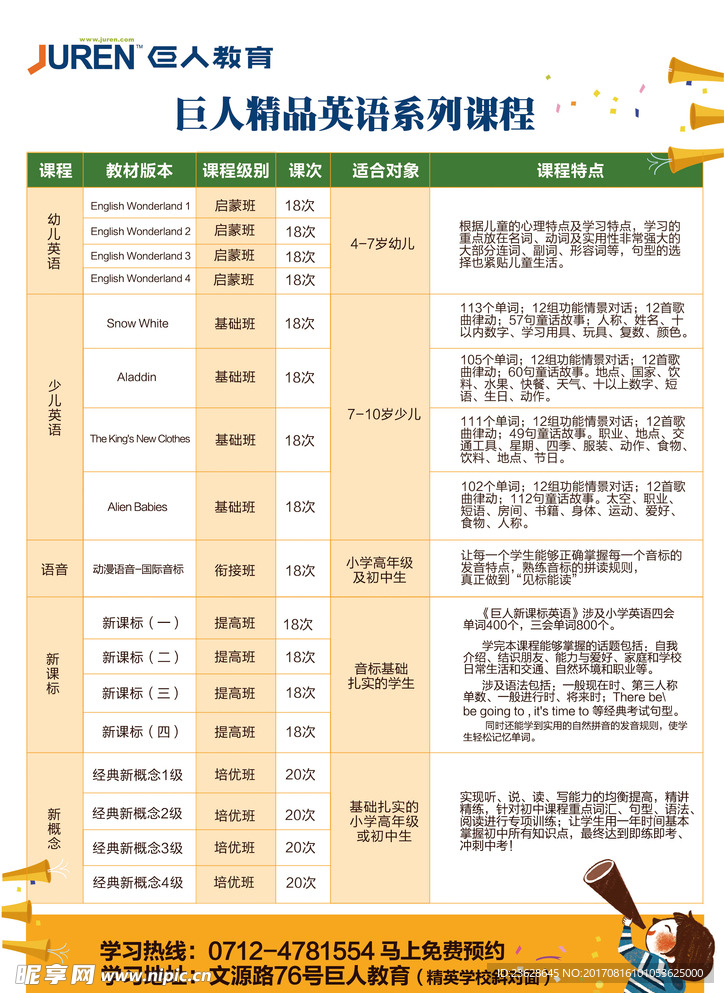 培训机构教育培训课程表DM单