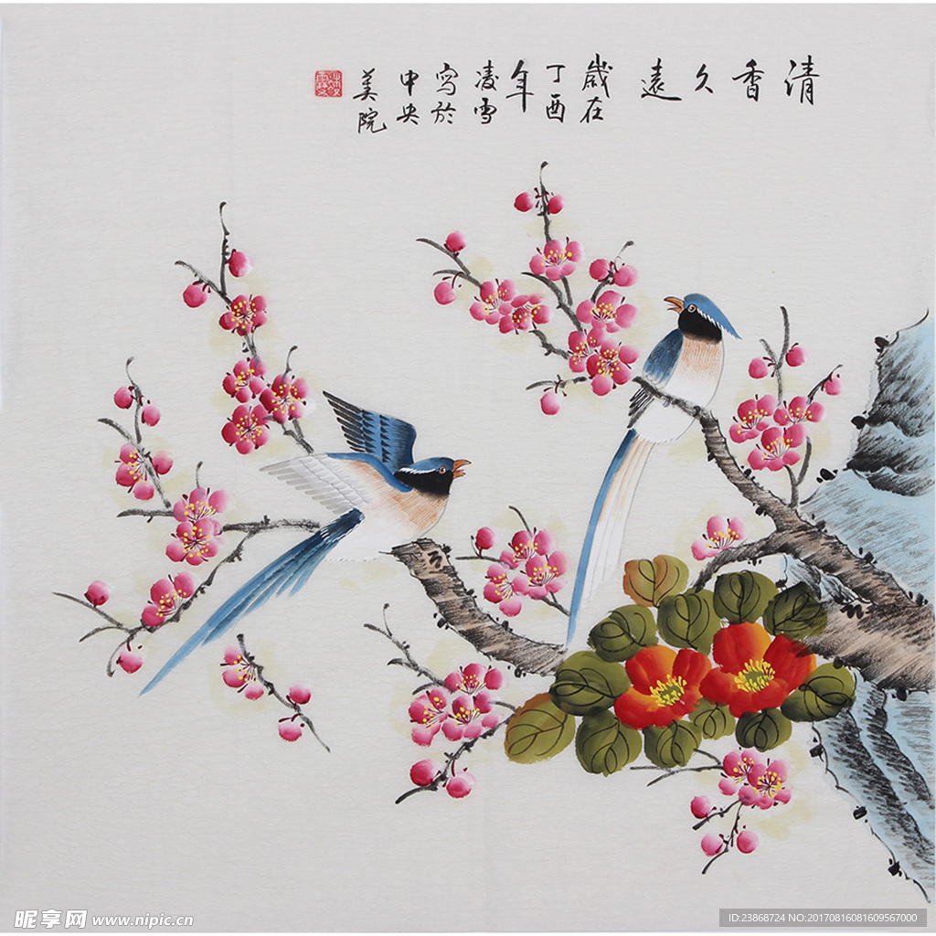 国画梅花鸟