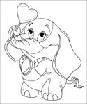 举着爱心棒的大象线描图