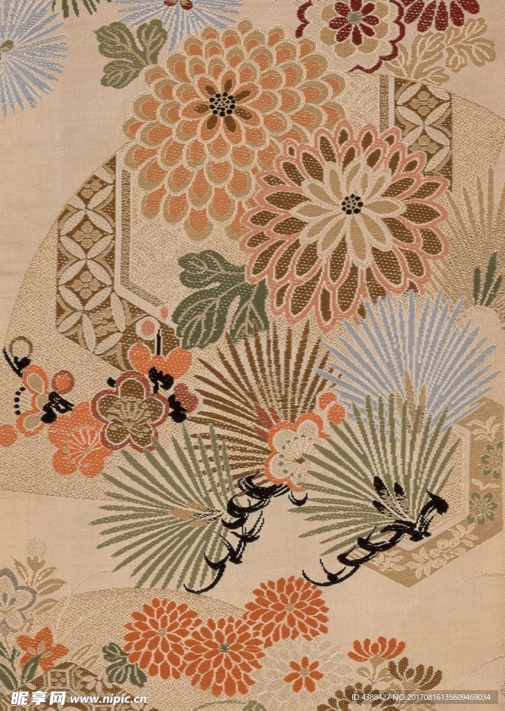 中式日式花布图片