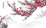 水墨梅花背景墙