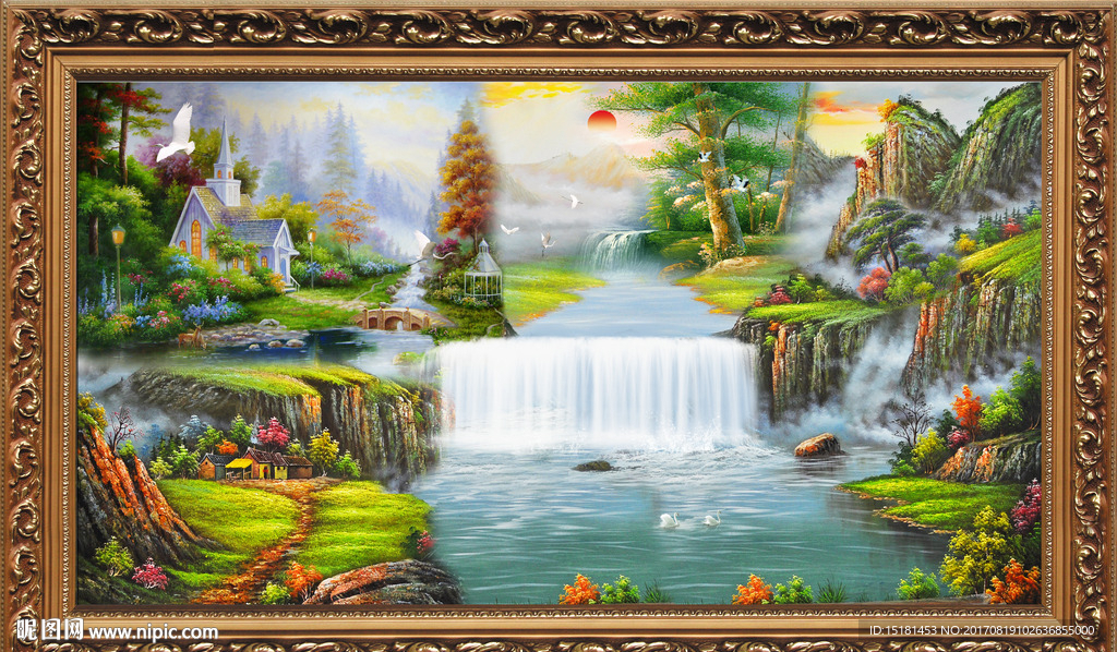 山水油画风景