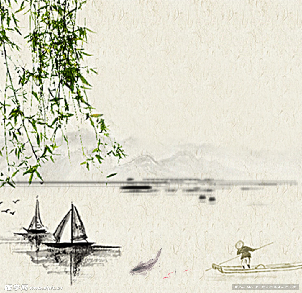 中国风船只背景