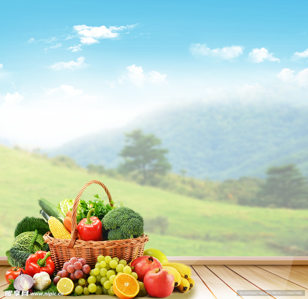 蔬菜水果创意美食背景