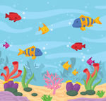 彩色海底世界插画矢量素材