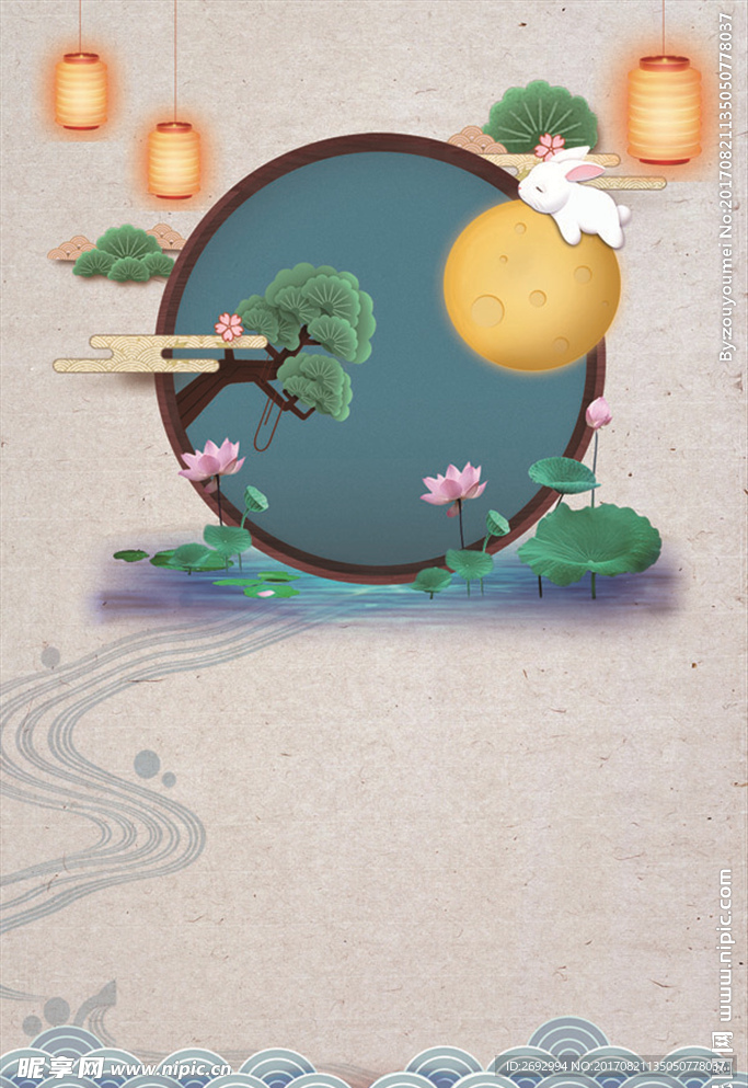 中国风中秋佳节海报背景素材