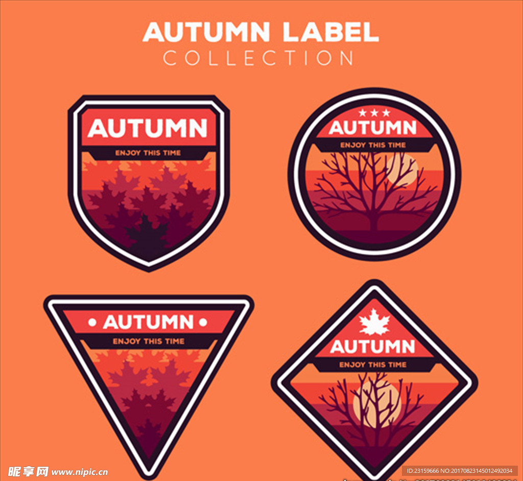 现代风格秋季标志标签