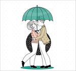 情人节在伞下的恋人插图