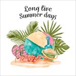 手绘水彩夏季沙滩元素背景