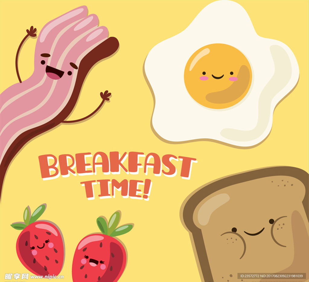 卡通表情早餐食物