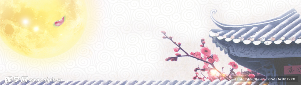 中国风屋檐梅花素材海报