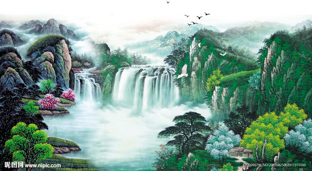 山水国画背景墙