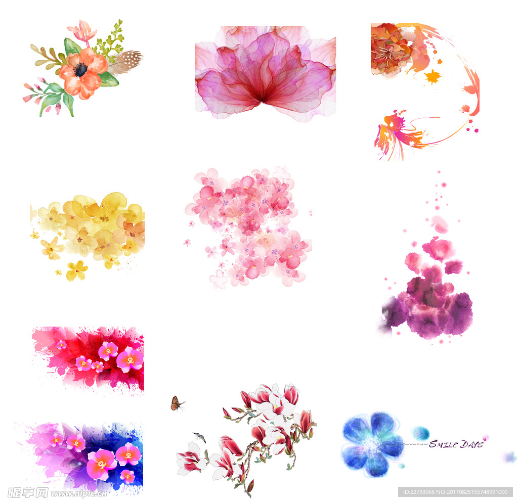 水墨花素材