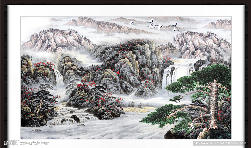国画迎客松