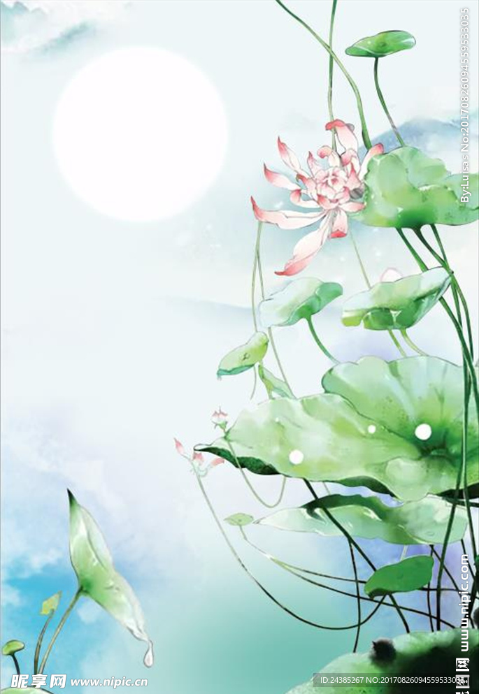 古风荷花背景图