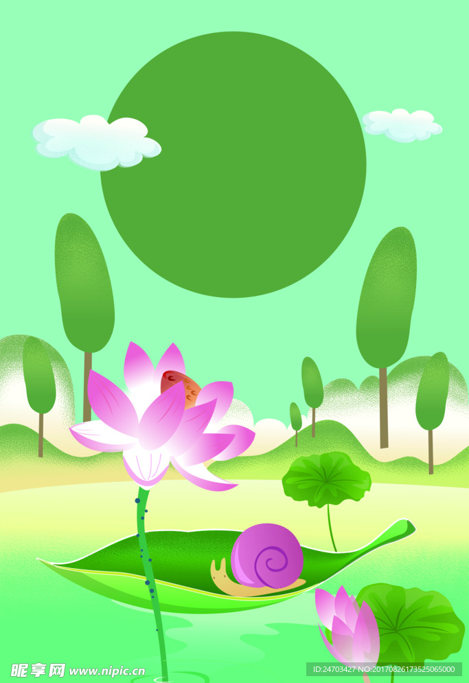 绿色荷叶海报创意素材