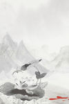 水墨画无色荷花创意背景