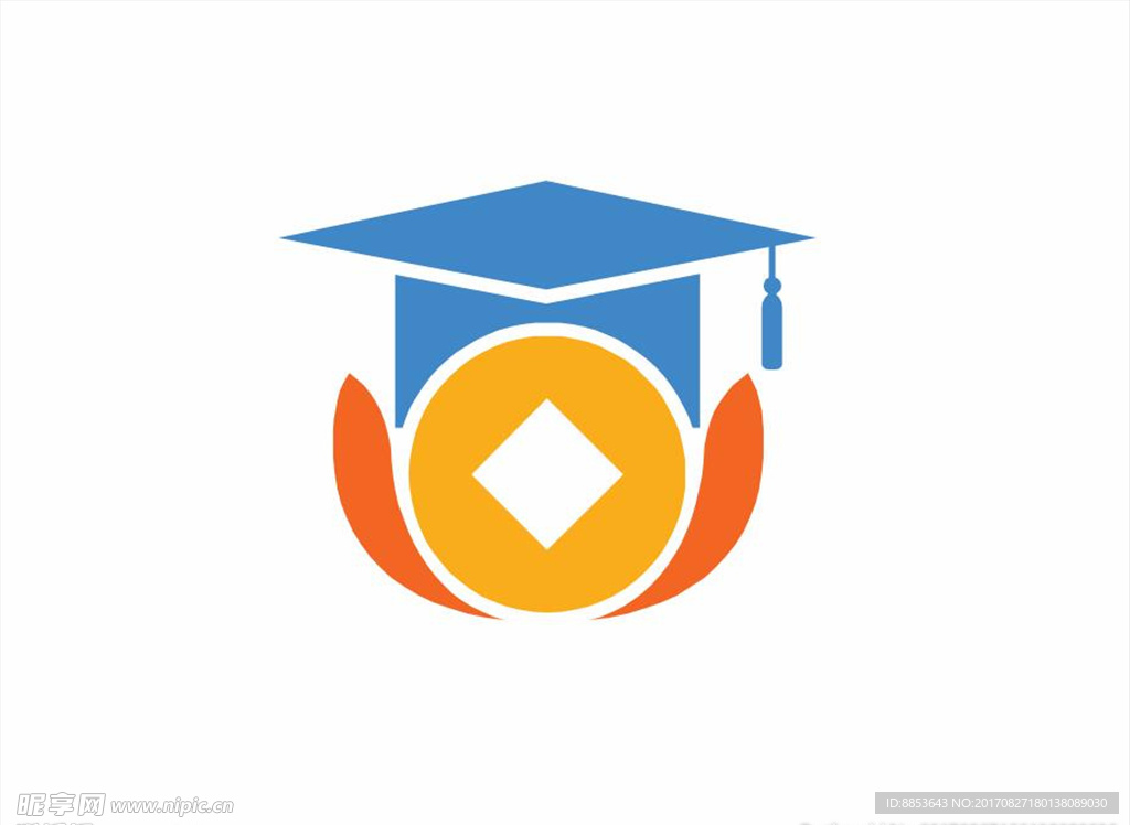 博士帽金钱古钱包标志logo图