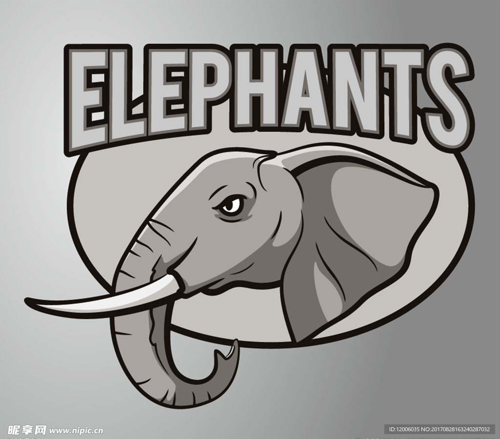 大象图案印花矢量素材