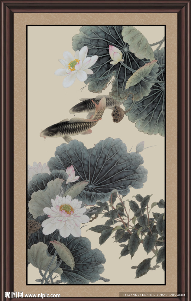 荷花鲤鱼图