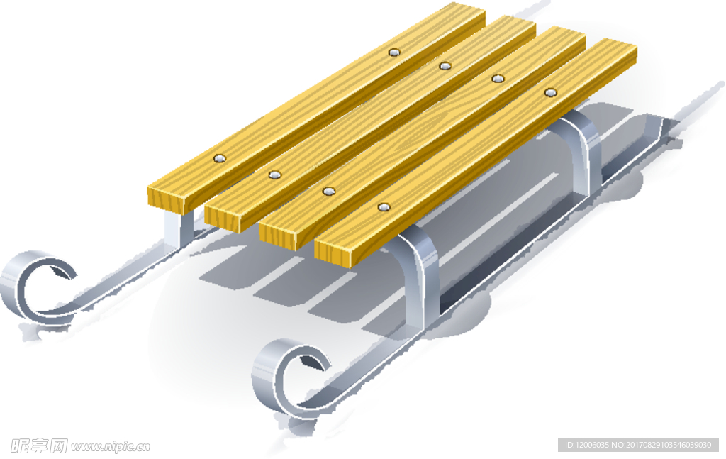 雪地上的雪橇矢量素材