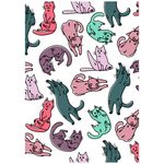可爱卡通猫矢量图四方连续底纹