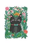 卡通猫花朵花卉矢量图下载