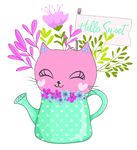 卡通小猫咪花朵花卉矢量图下载