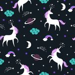 卡通独角兽星空四方连续底纹